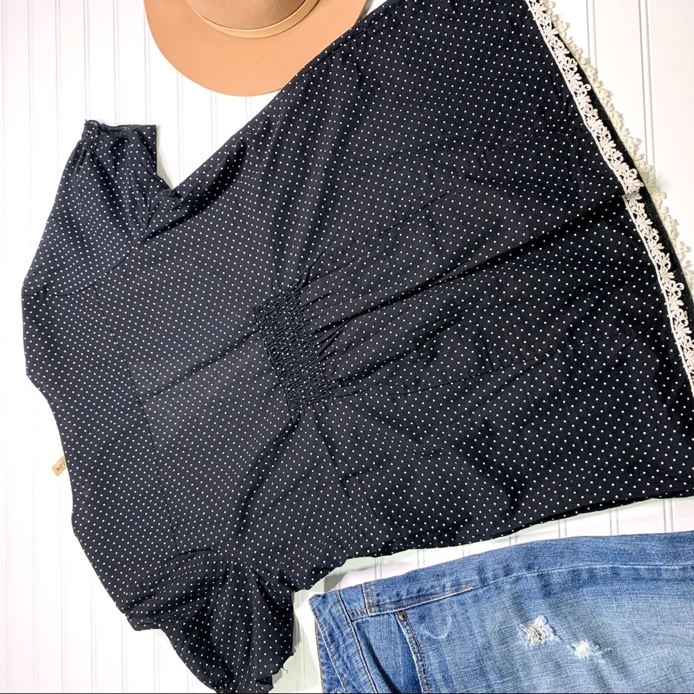 Eyeshadow Black Polka Dot & Lace Plus Size Top View 5